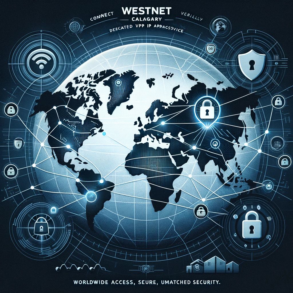 WestNet VPN worldwide secure access — global network map with encryption